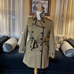 Charming Charlie Tan Trench Coat with Black Accents